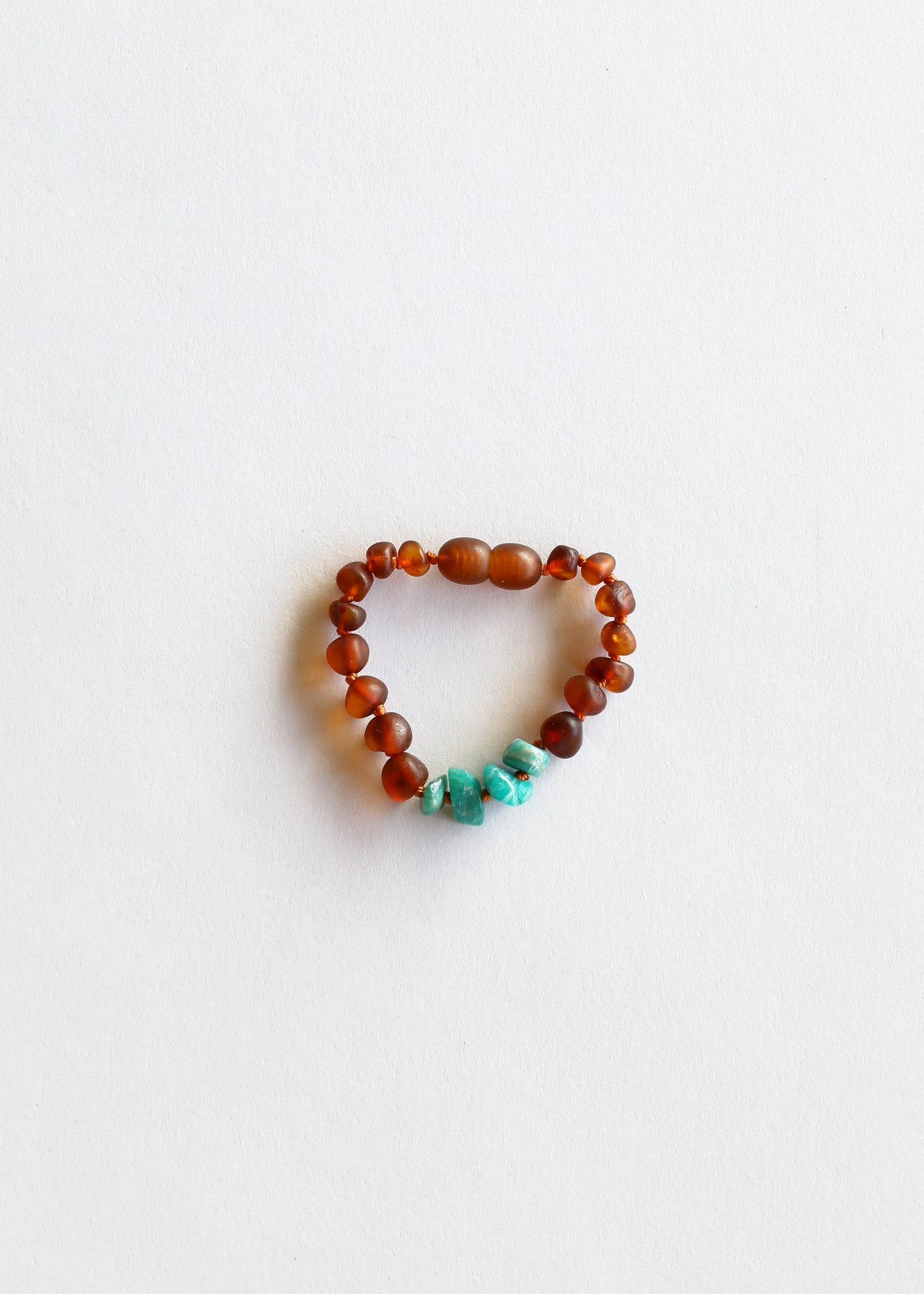 Ámbar báltico de coñac crudo + Amazonita verde cruda || Tobillera o pulsera