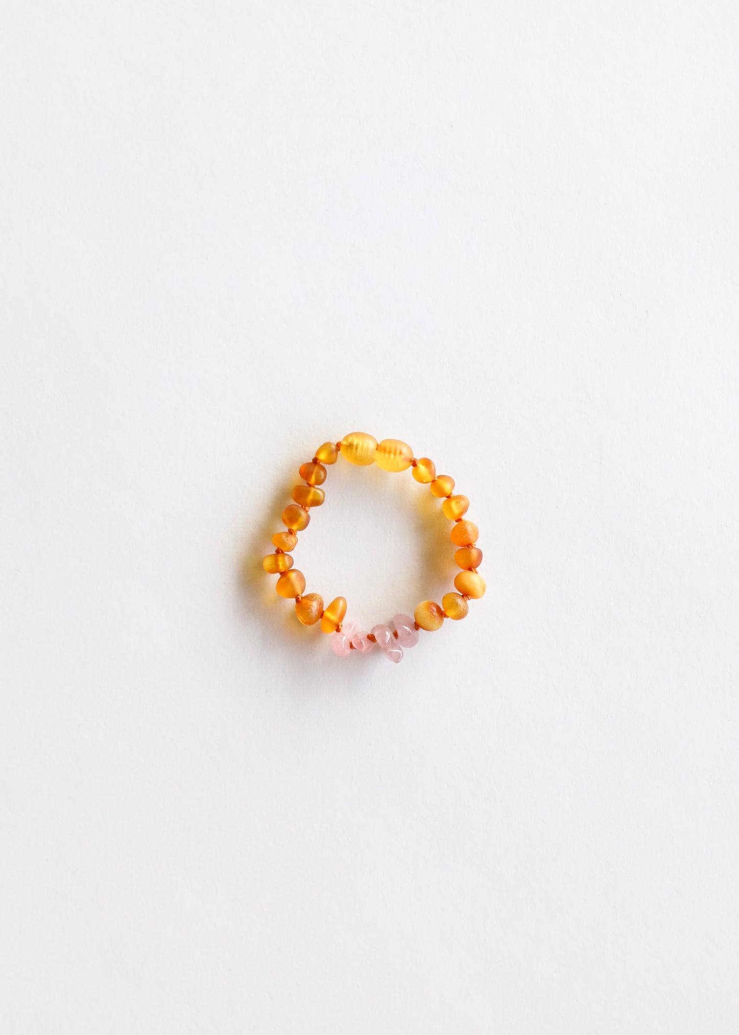 Miel cruda Ámbar báltico + Cuarzo rosa crudo || Tobillera o pulsera