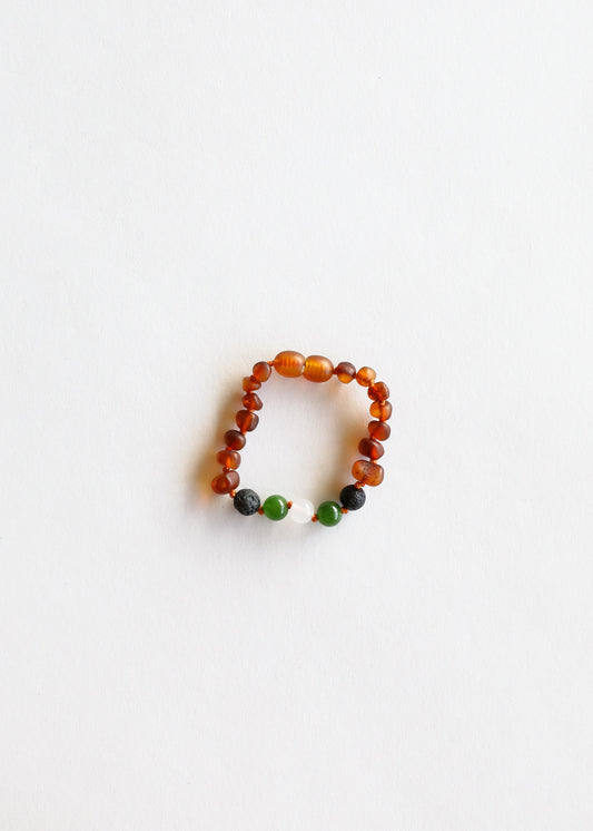 Raw Cognac Baltic Amber || Lava + Jade + Agate || Anklet or Bracelet