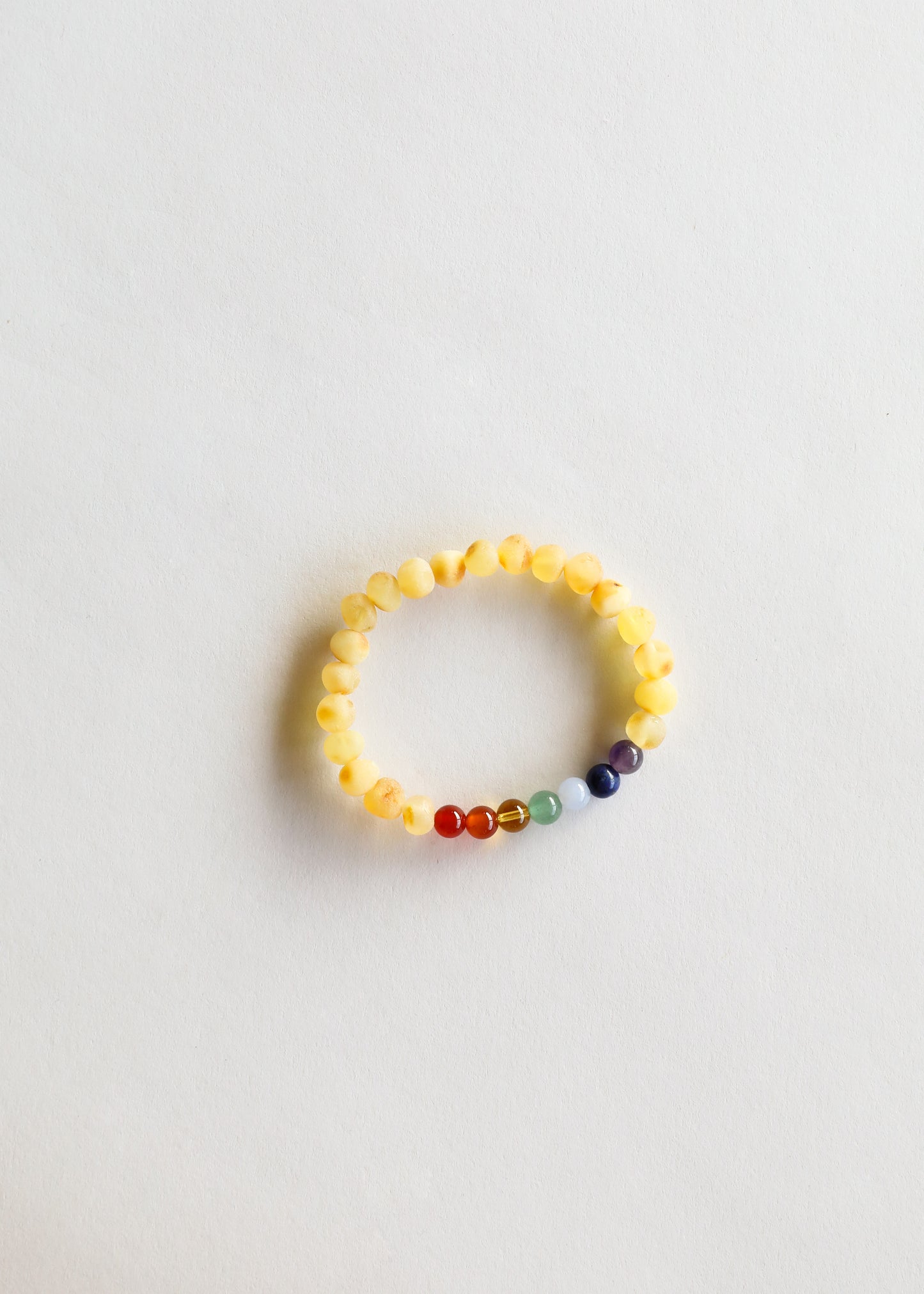 Ámbar báltico de miel cruda + cristales CHAKRA || Pulsera para adultos