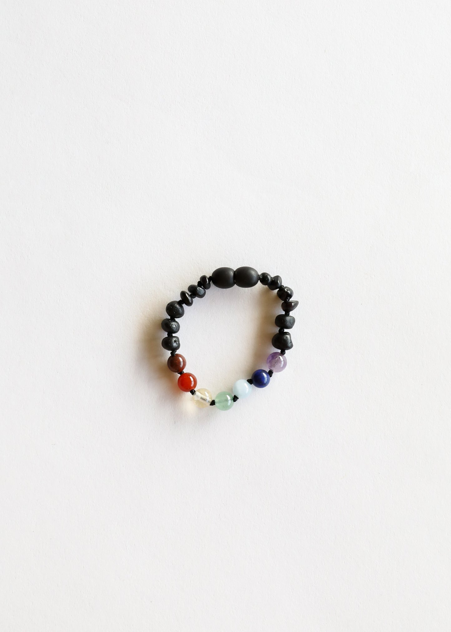 Ámbar Báltico Negro Crudo + Cristales CHAKRA || Tobillera o pulsera