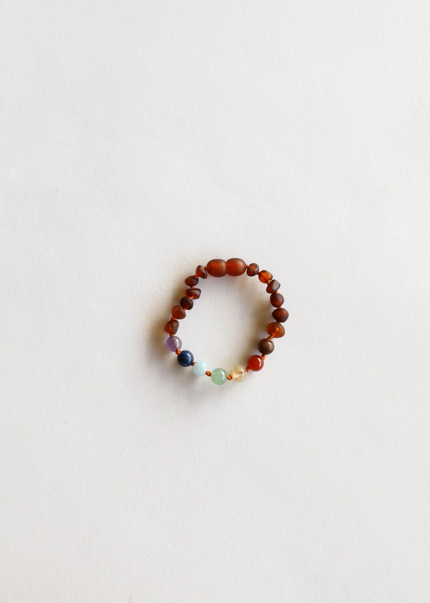 Ámbar báltico coñac crudo + cristales CHAKRA || Tobillera o pulsera