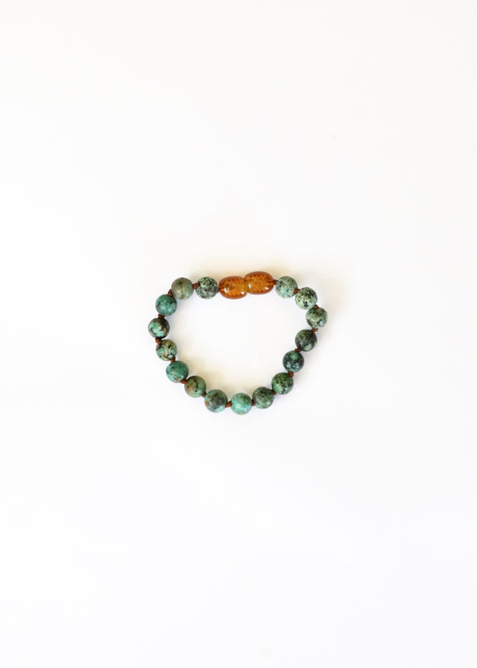 Piedra preciosa pura + jaspe turquesa || Tobillera o pulsera
