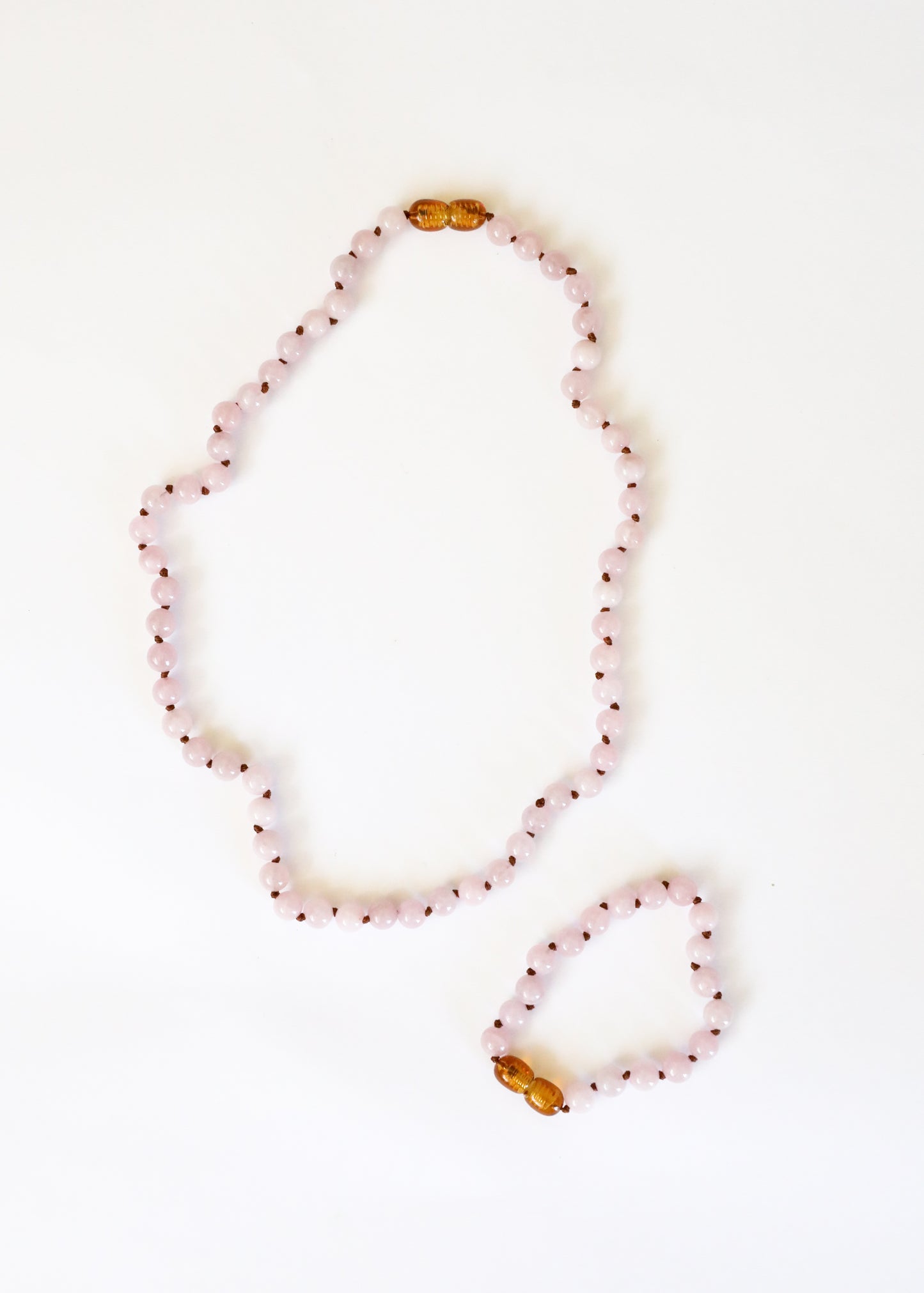 Piedra preciosa pura + cuarzo rosa || Collar