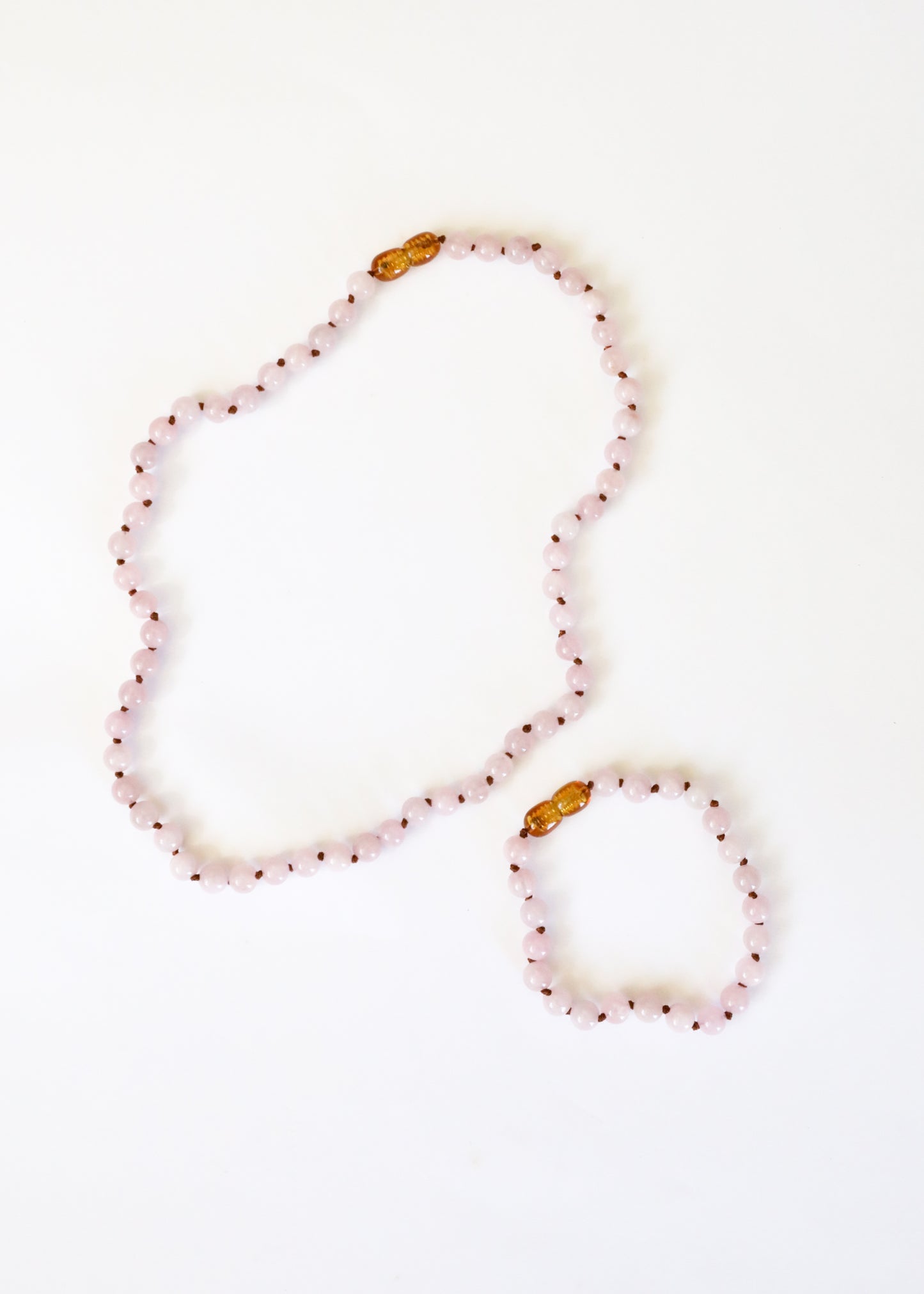 Piedra preciosa pura + cuarzo rosa || Collar