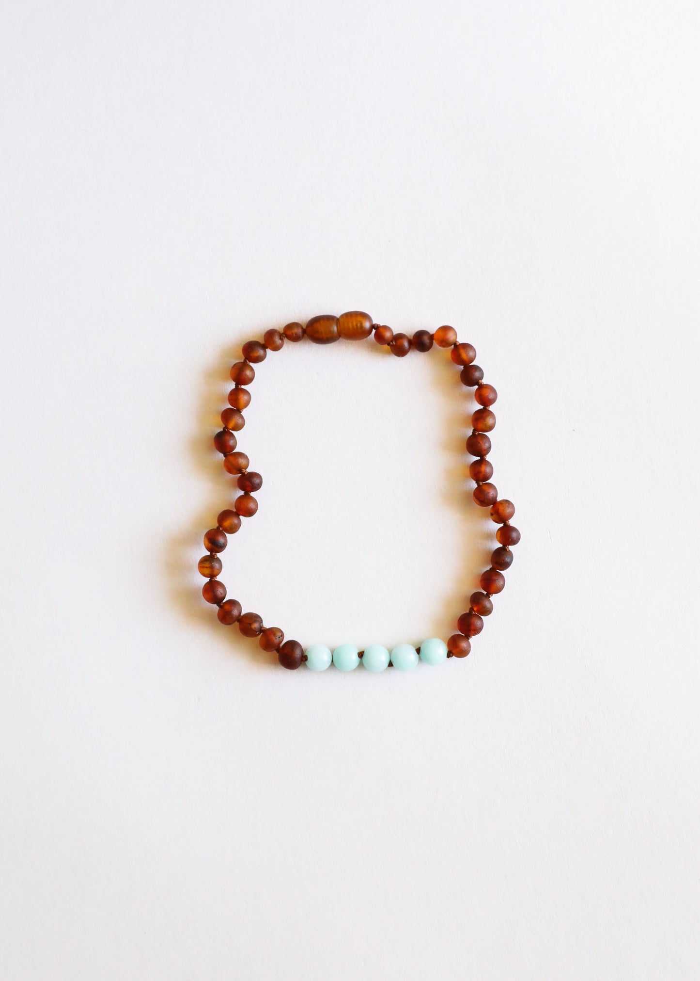 Coñac crudo Ámbar Báltico + Amazonita || Collar