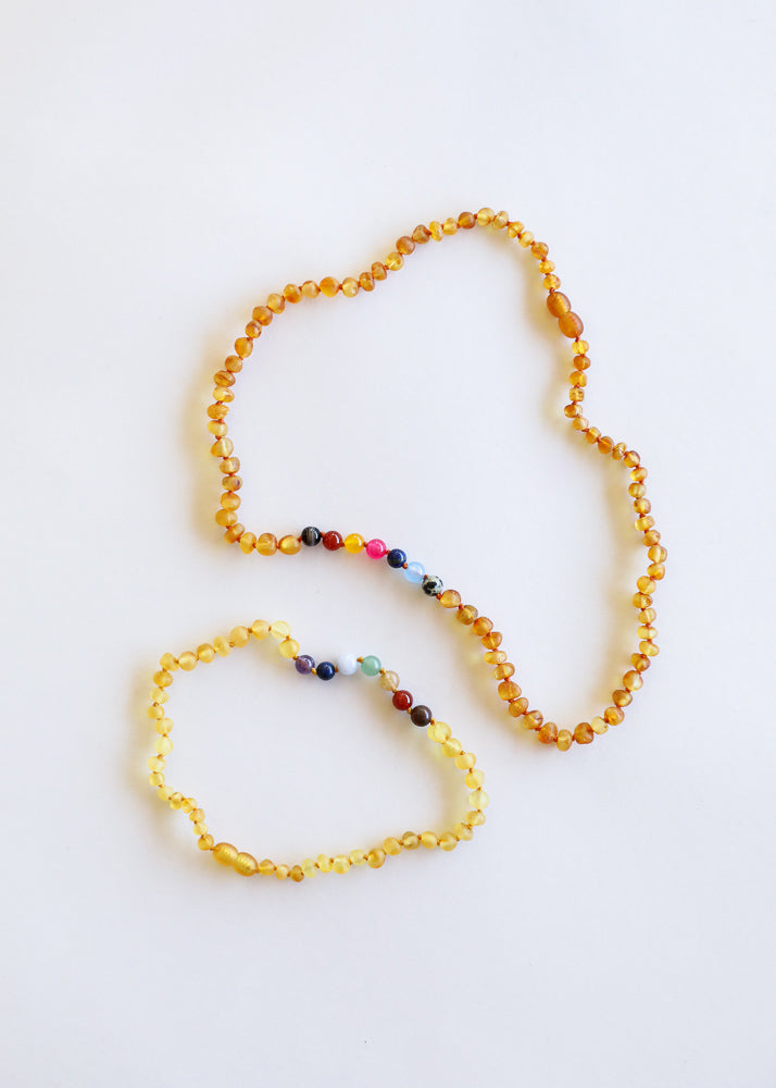 Raw Honey Baltic Amber + Vintage Style || Necklace Set