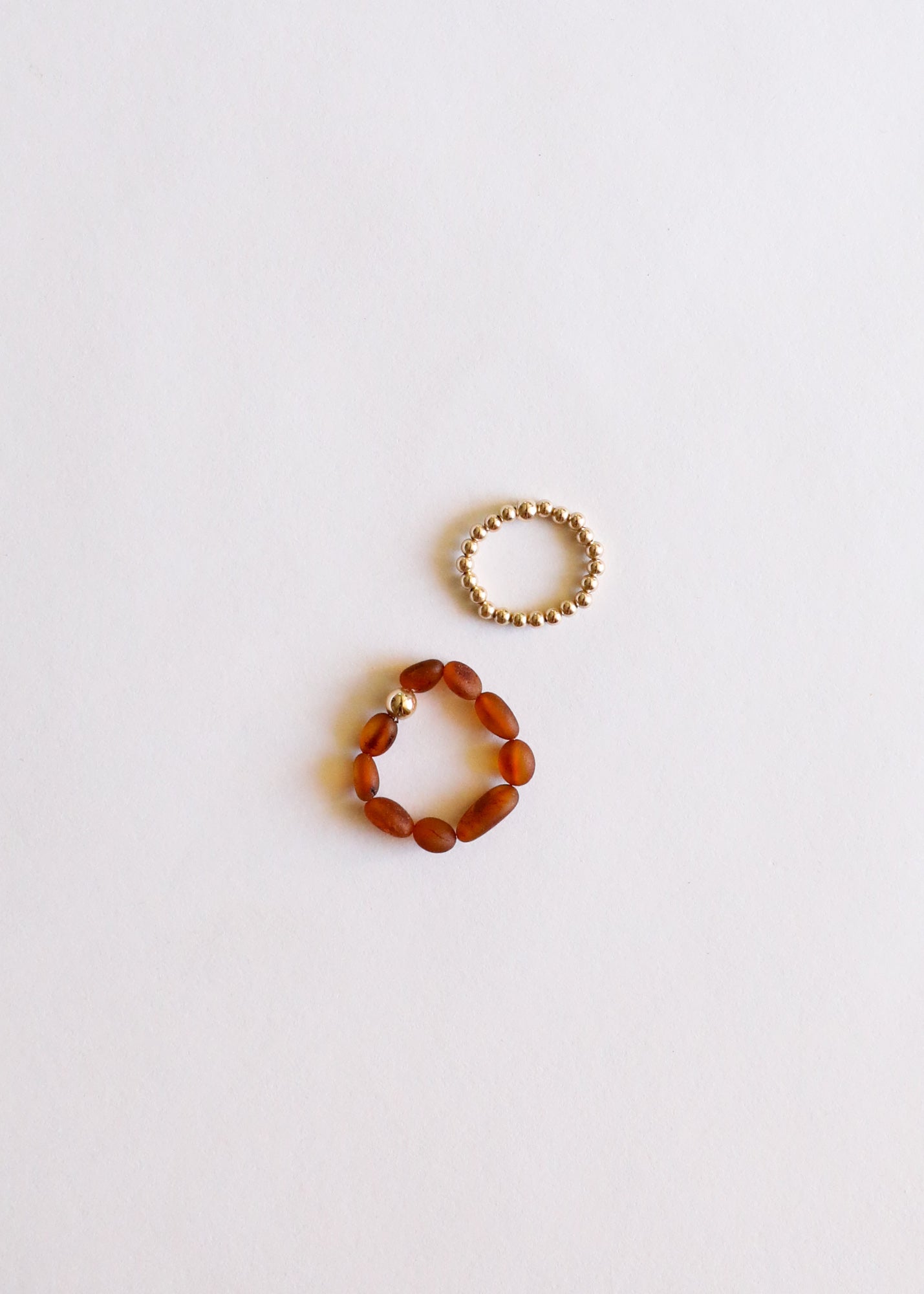 Ámbar Báltico Coñac Crudo + Oro || Pila de anillos
