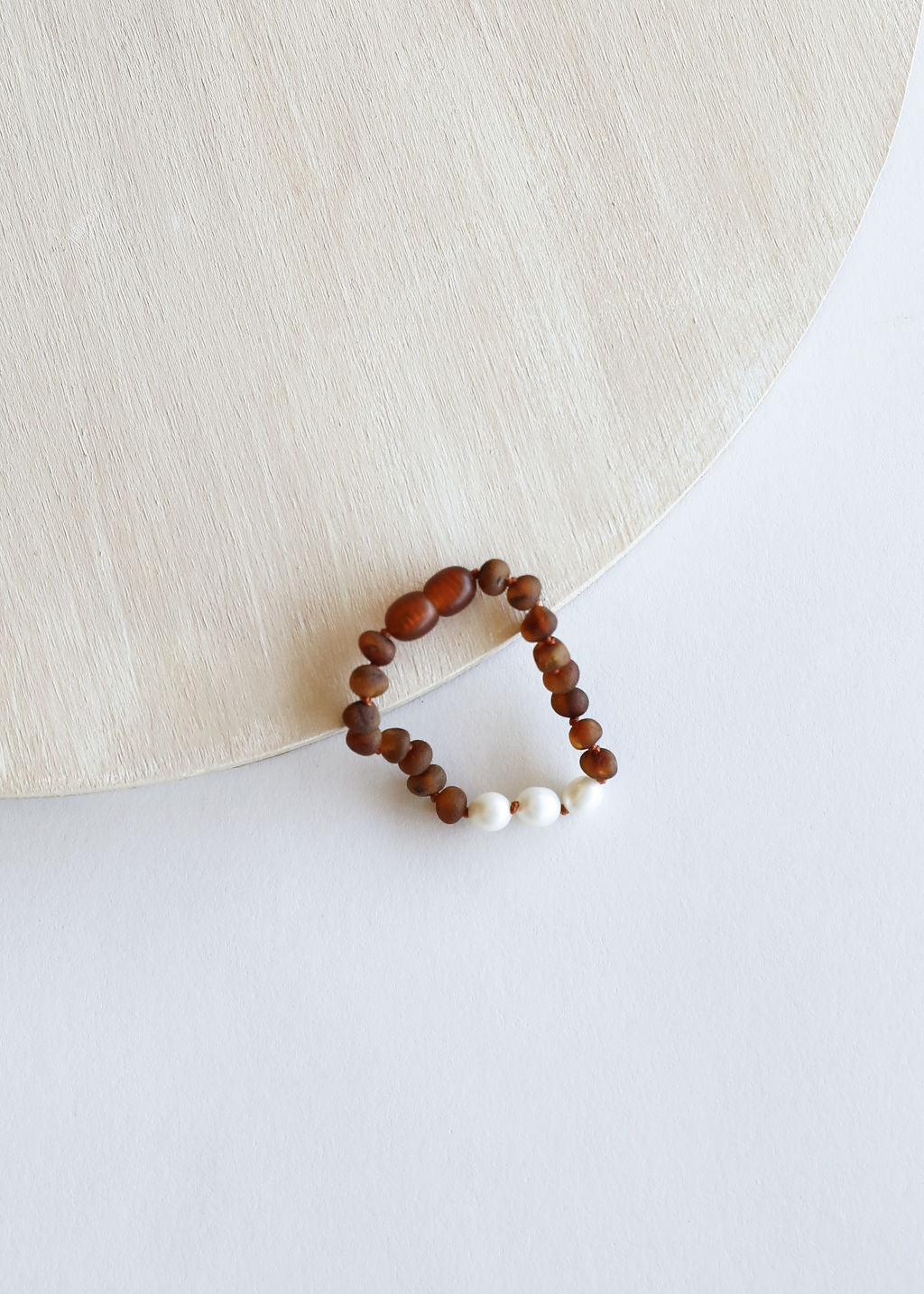 Coñac crudo Ámbar báltico + Perlas || Tobillera o pulsera