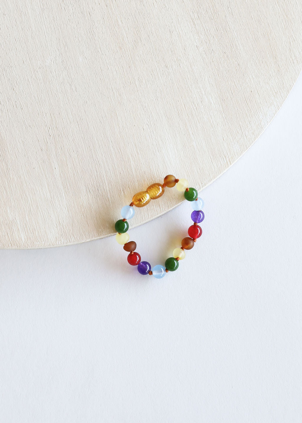Ámbar báltico crudo + arcoíris de piedras preciosas || Tobillera • Pulsera