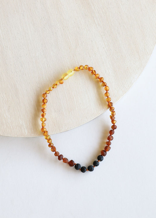 Raw Ombre Baltic Amber + Lava || Necklace