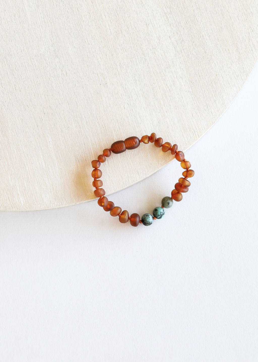 Coñac crudo Ámbar báltico + Jaspe turquesa || Tobillera o pulsera