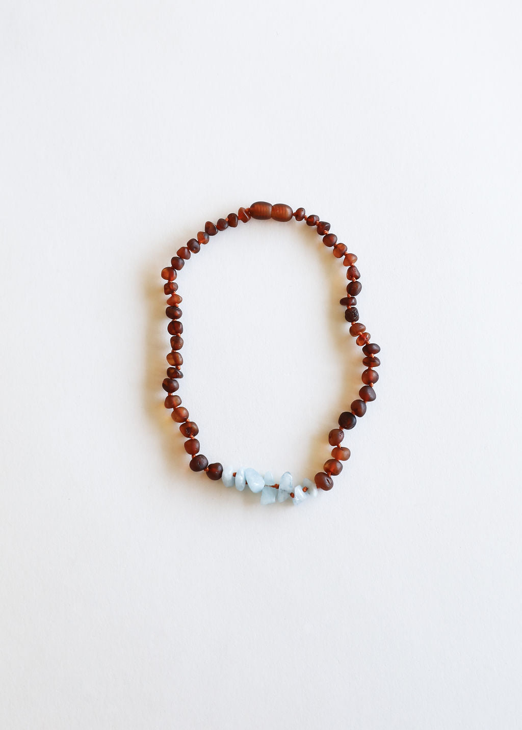 Coñac crudo Ámbar báltico + Aguamarina || Collar