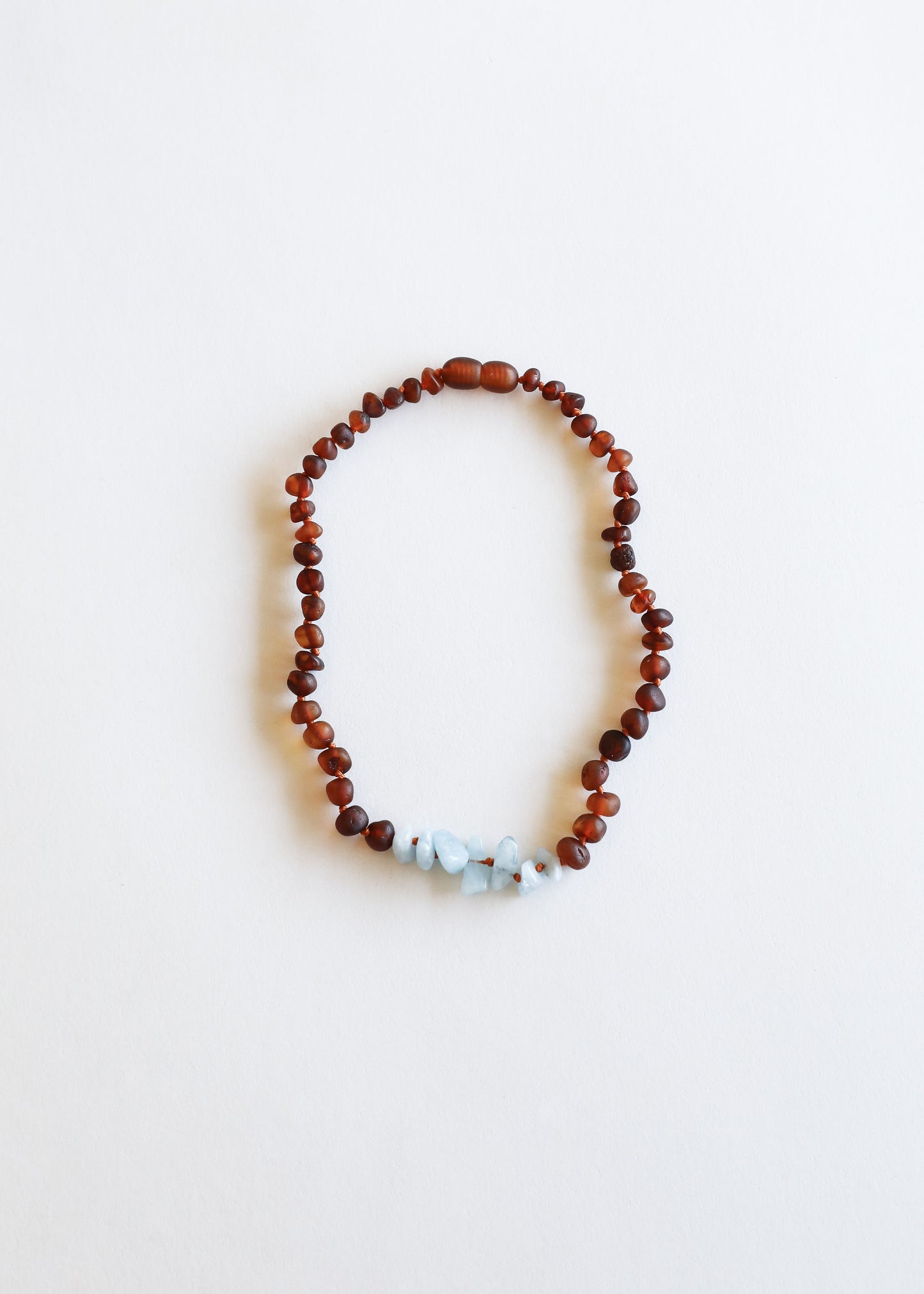 Coñac crudo Ámbar báltico + Aguamarina || Conjunto de collar
