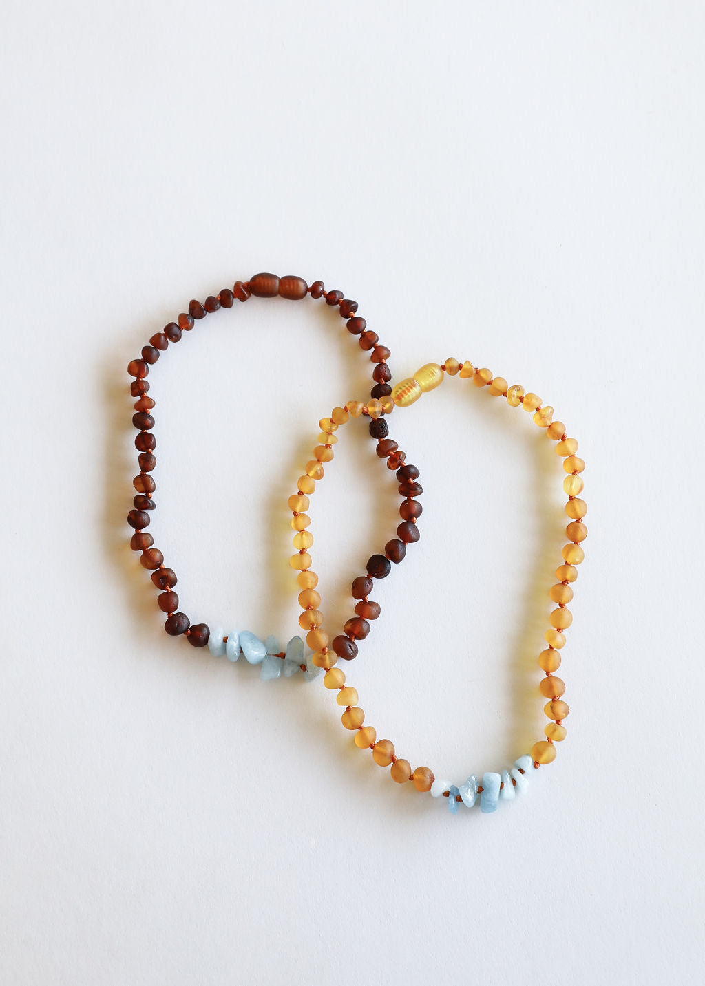 Coñac crudo Ámbar báltico + Aguamarina || Collar