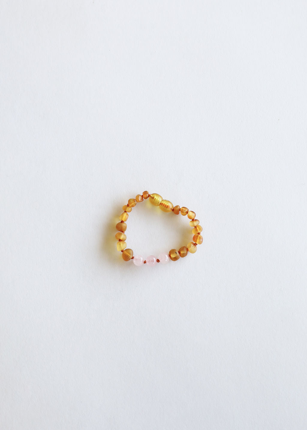 Miel cruda Ámbar báltico + Cuarzo rosa || Tobillera o pulsera