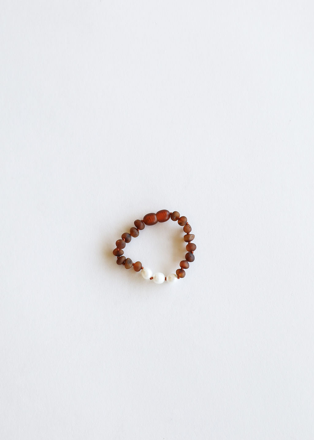 Coñac crudo Ámbar báltico + Perlas || Tobillera o pulsera