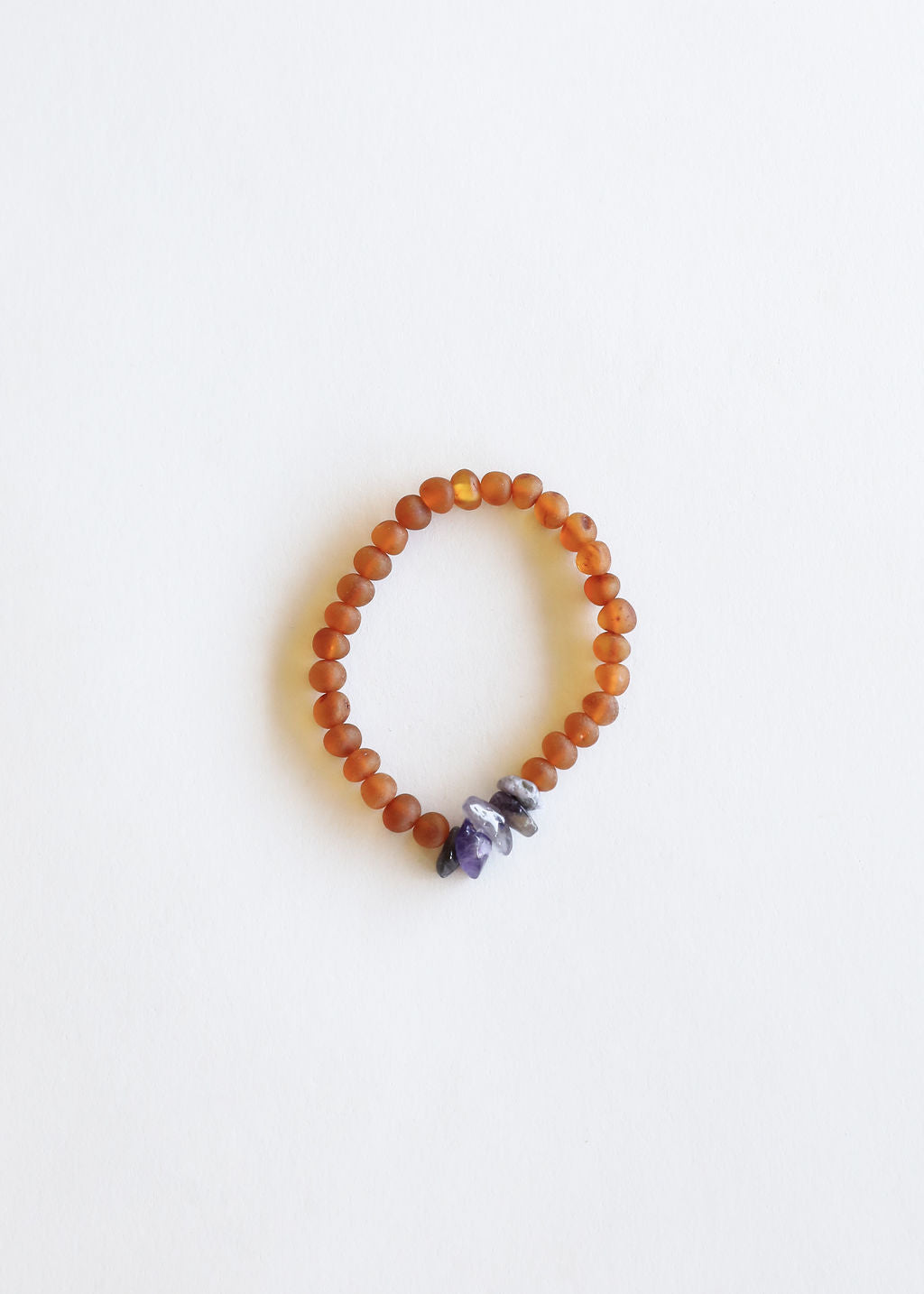 Coñac crudo Ámbar báltico + Amatista cruda || Pulsera para adultos