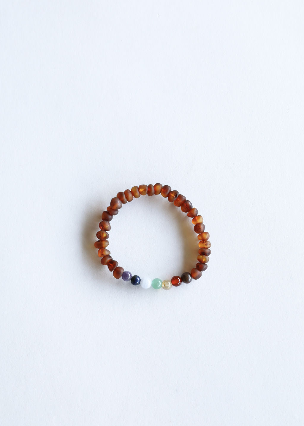 Ámbar báltico coñac crudo + cristales CHAKRA || Pulsera para adultos