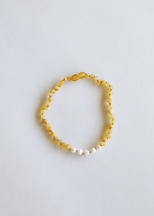Miel cruda Ámbar báltico + Perla || Collar