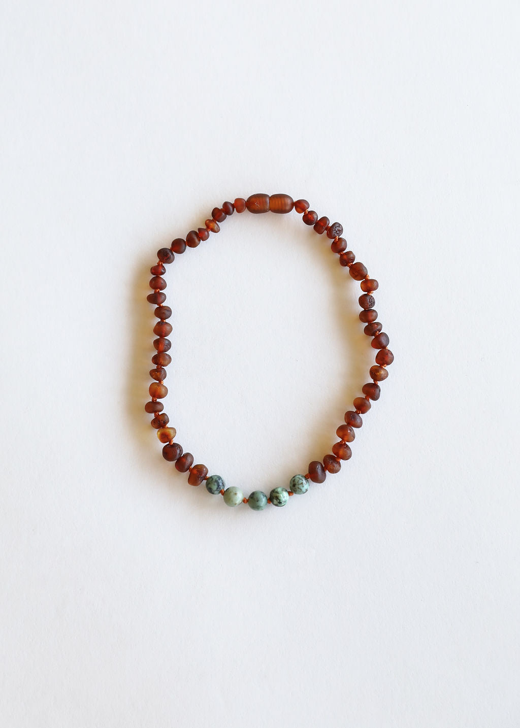 Coñac crudo Ámbar báltico + Jaspe turquesa || Collar