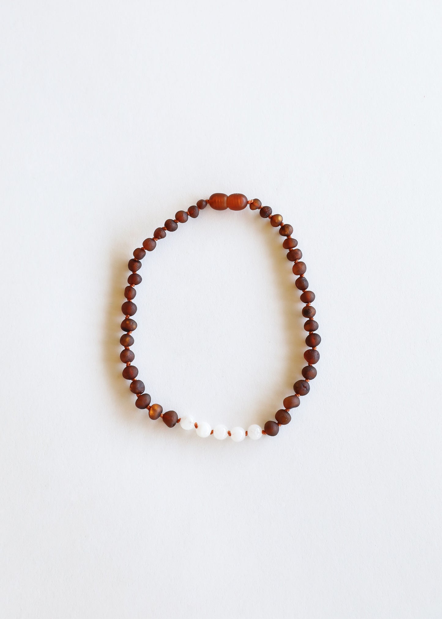 Coñac crudo Ámbar báltico + Piedra lunar || Conjunto de collar