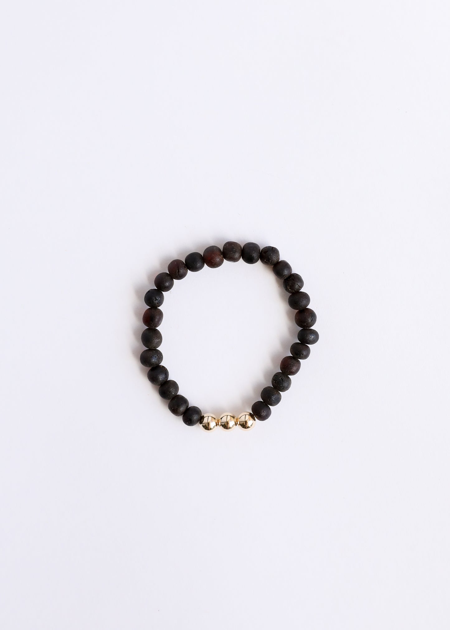 Ámbar báltico negro crudo + oro || Pila de pulseras para adultos ||