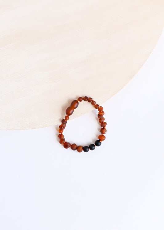 Ámbar báltico de coñac crudo + Shungit || Tobillera o pulsera