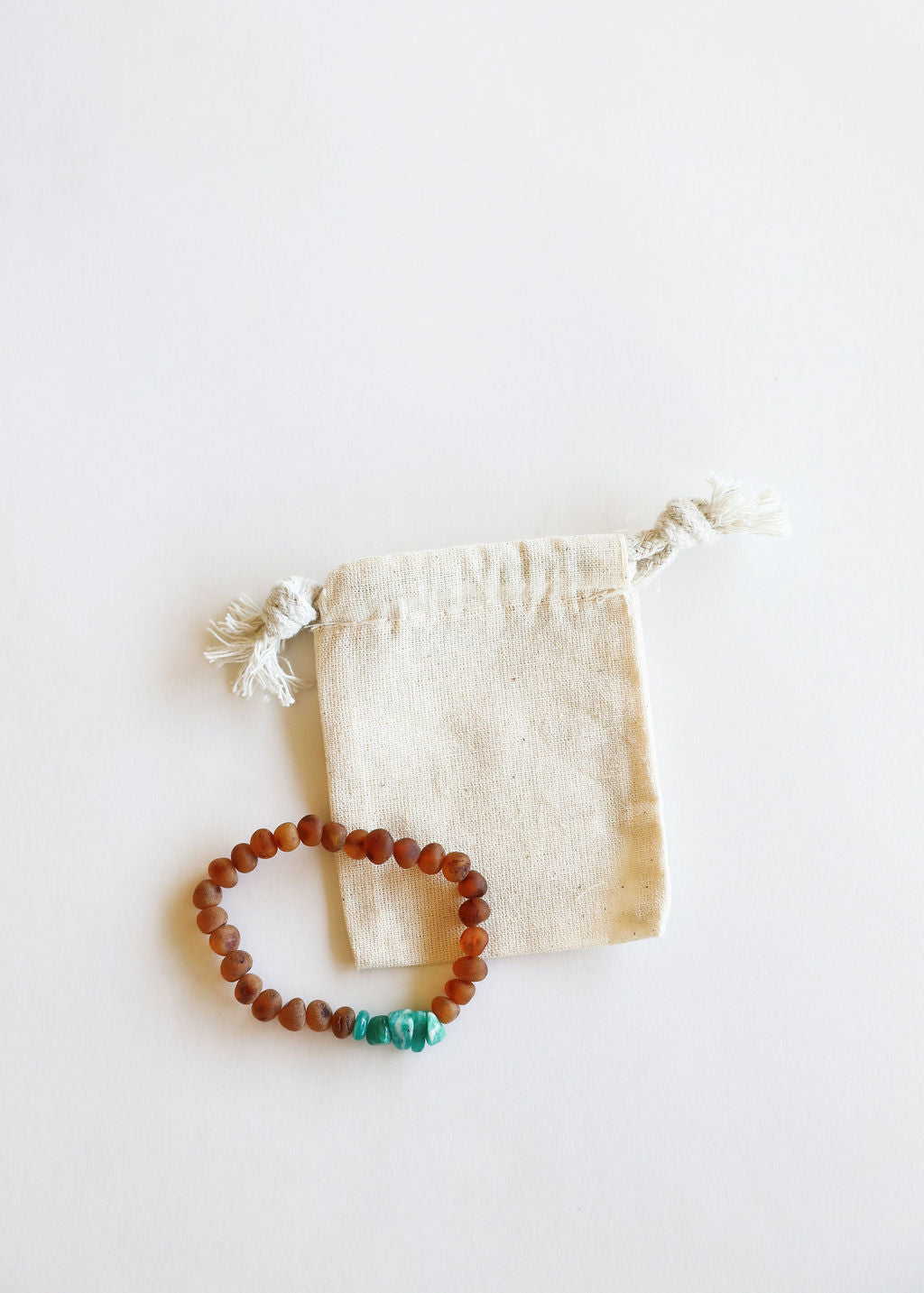 Ámbar báltico de coñac crudo + Amazonita verde cruda || Pulsera para adultos