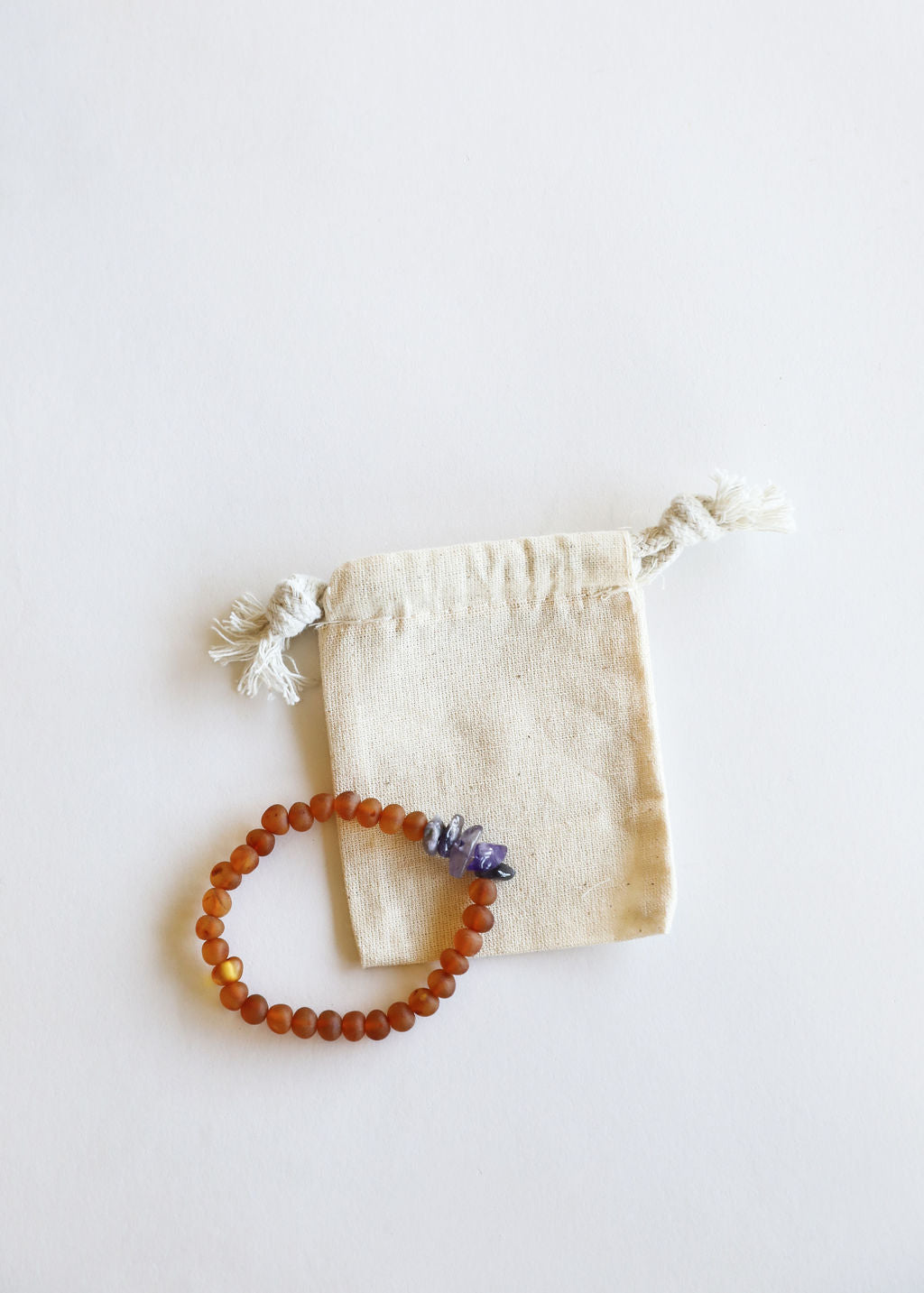Coñac crudo Ámbar báltico + Amatista cruda || Pulsera para adultos