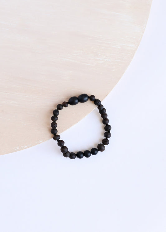 Raw Black Baltic Amber + Shungite || Anklet or Bracelet