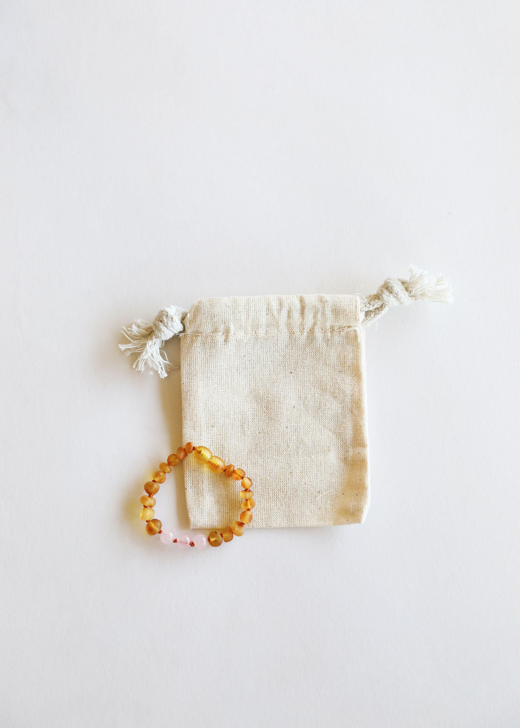 Miel cruda Ámbar báltico + Cuarzo rosa || Tobillera o pulsera