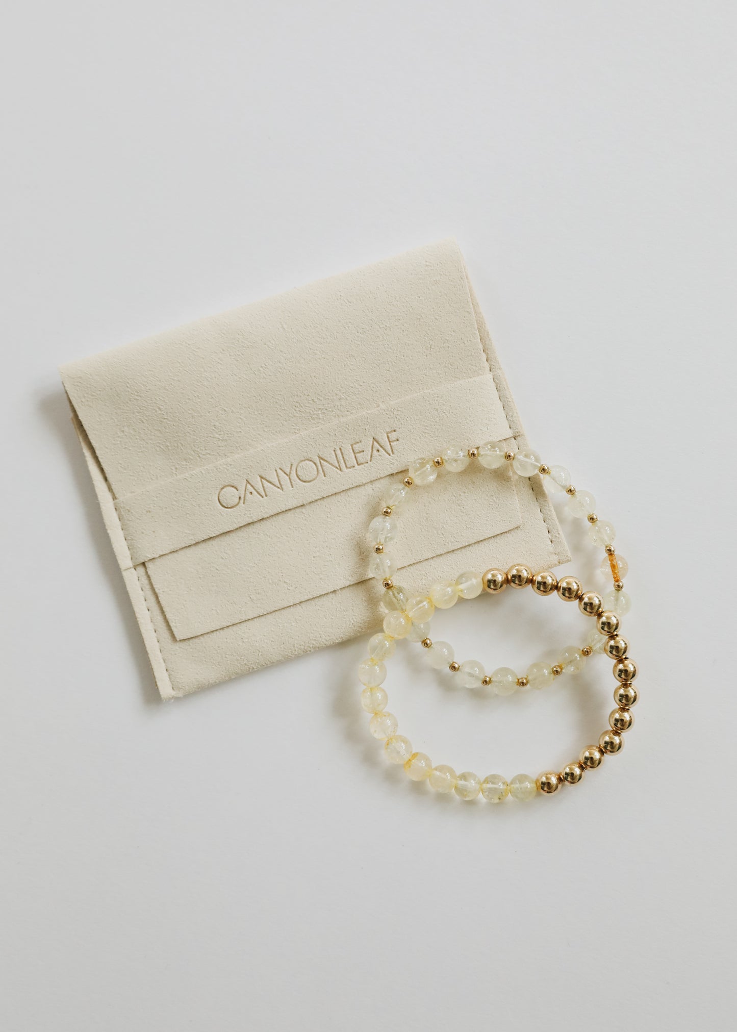 Citrine Gemstone + 14K Gold Filled Beaded Stretch Bracelet