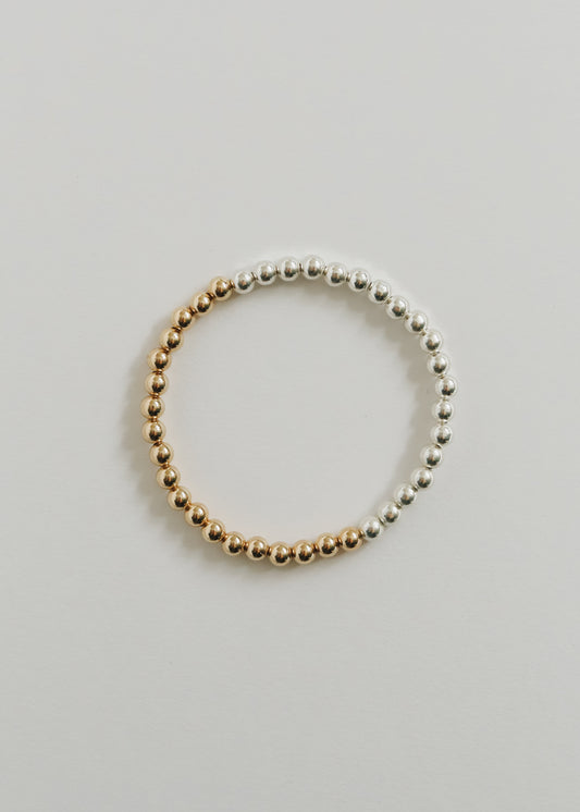 Sterling Silver + Gold Moon || Adult Bracelet