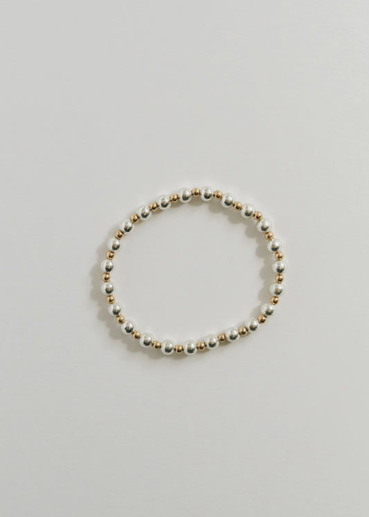 Sterling Silver + Gold Sun || Adult Bracelet