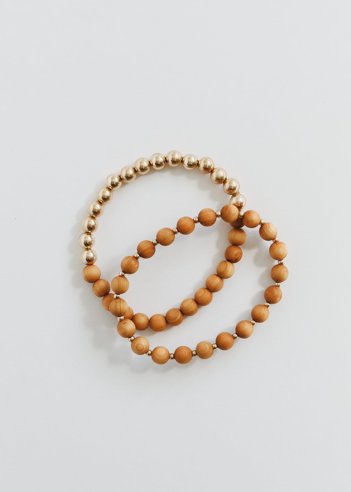 Madera de ciprés: Sol dorado + Luna || Pulseras para adultos