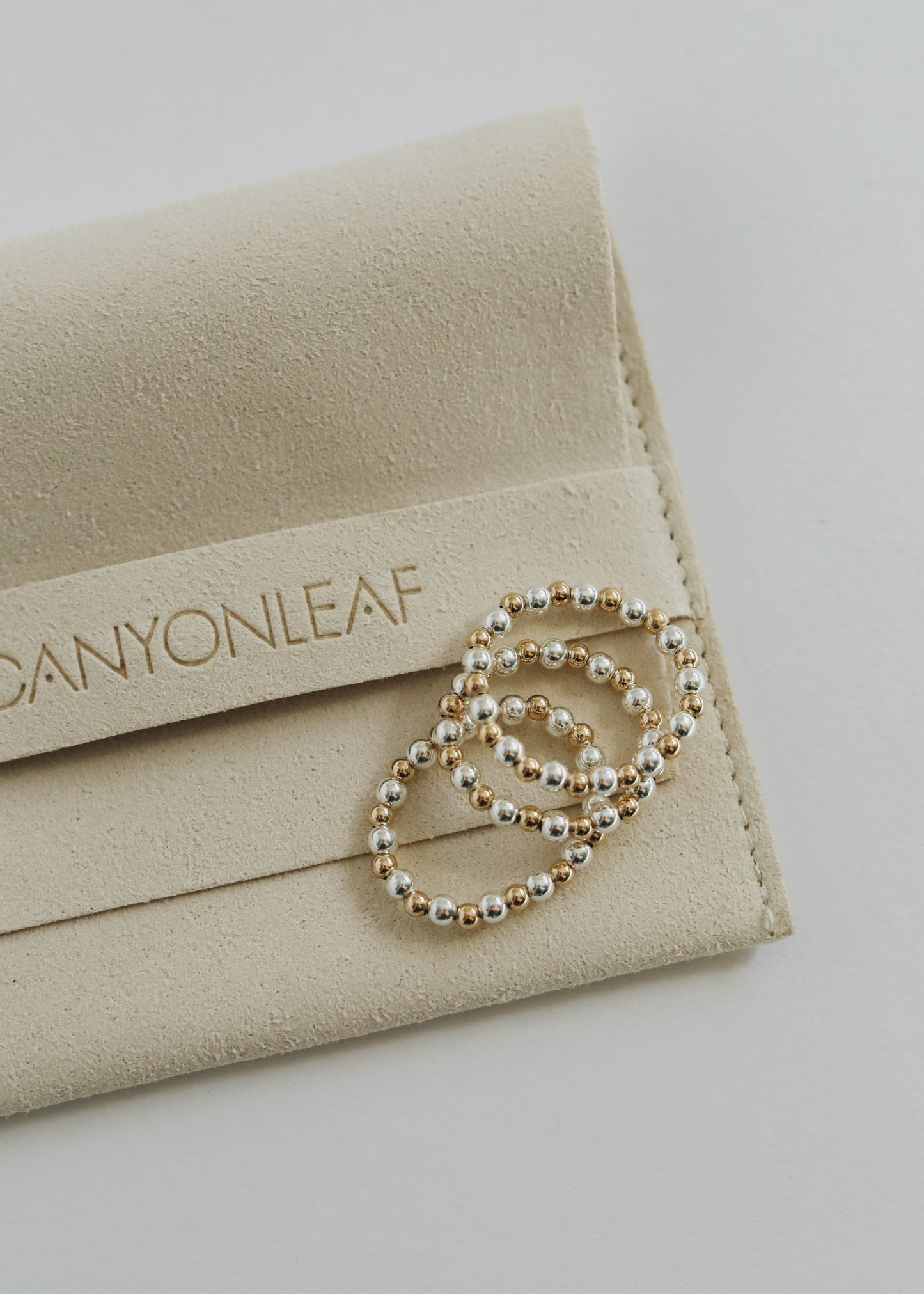 Sterling Silver + 14k Gold Filled || Beaded Stretch Ring