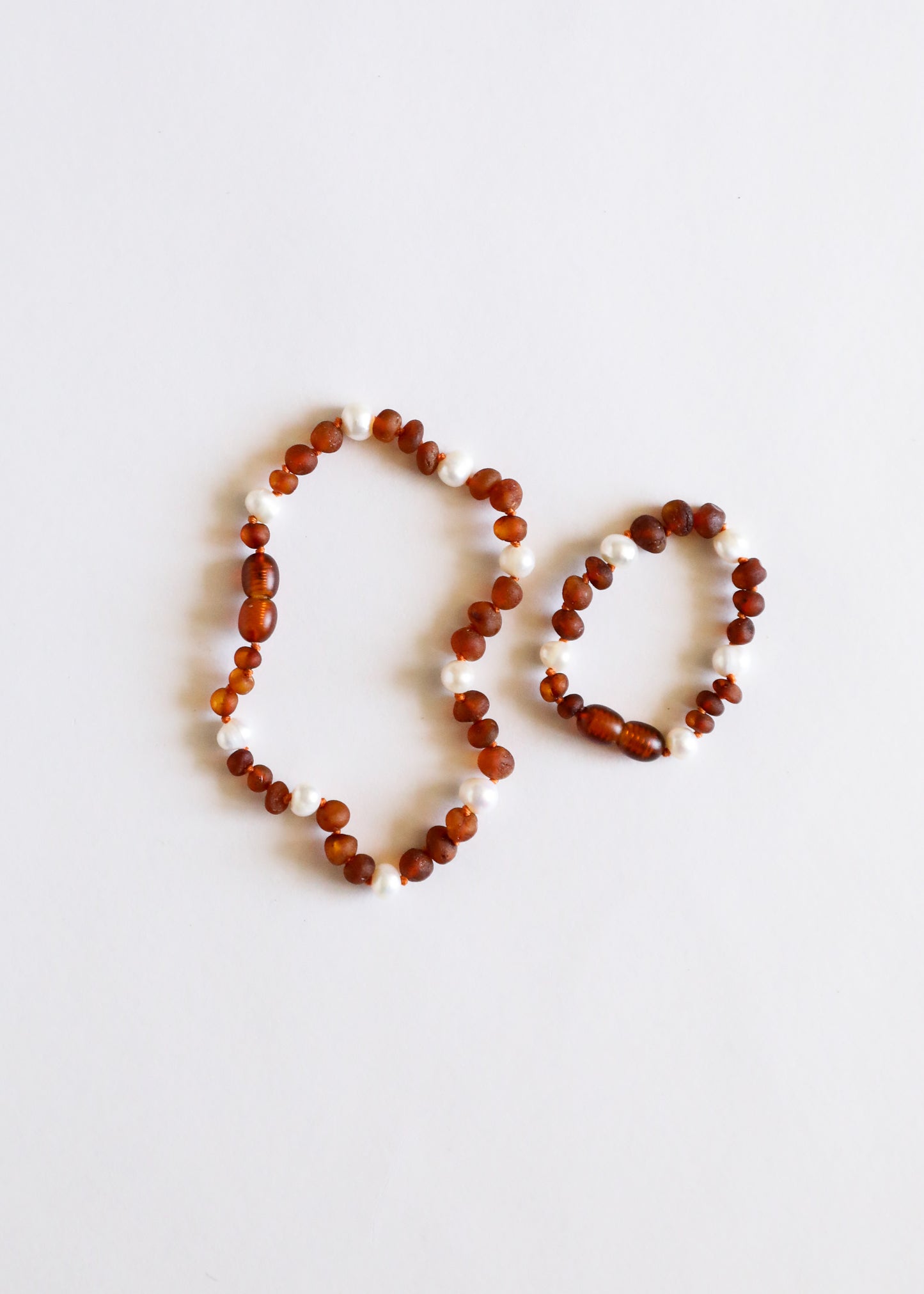 Ámbar báltico coñac crudo + halo de perlas || Tobillera o pulsera