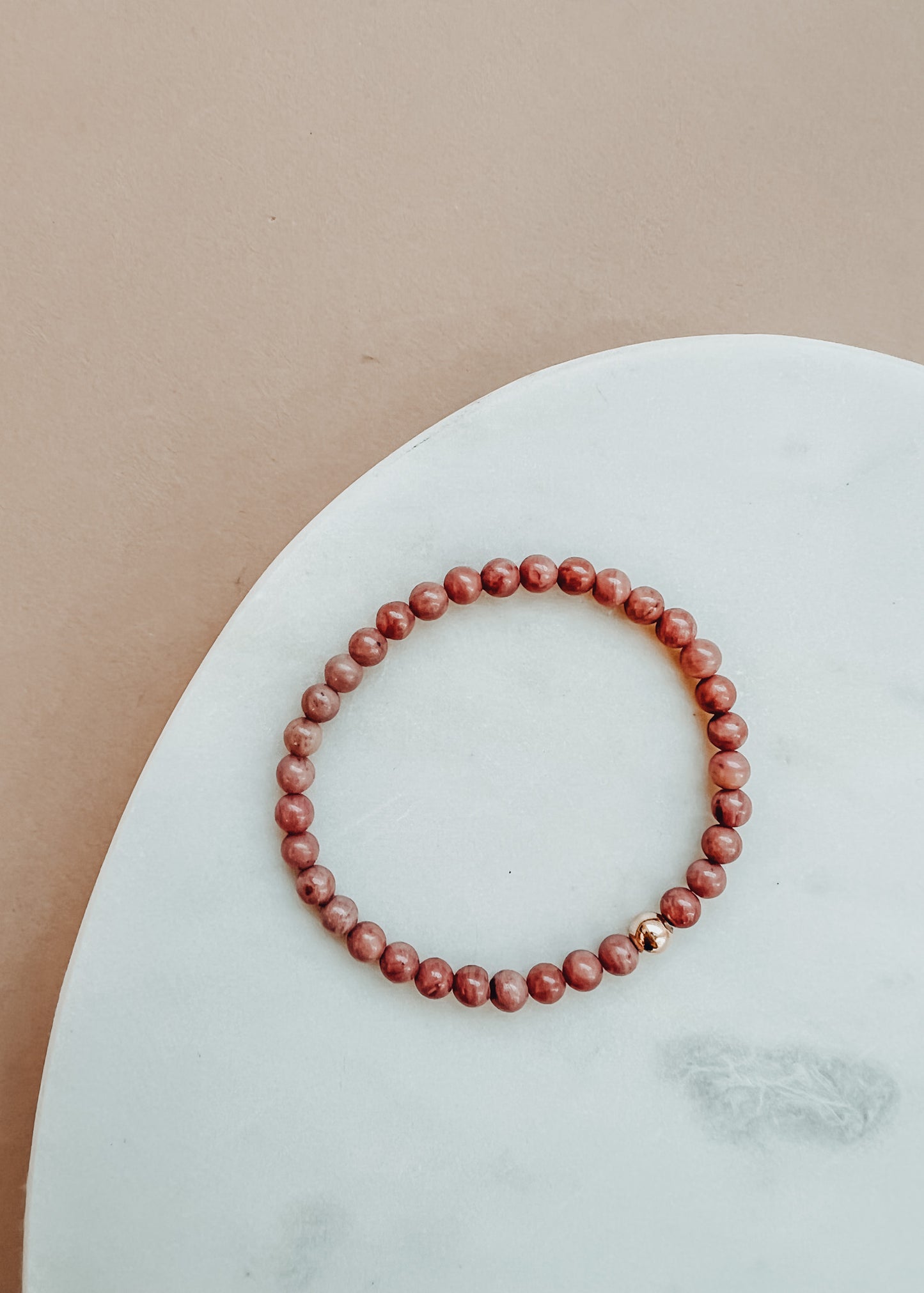 Rodonita Petrificada + Oro || Pulsera