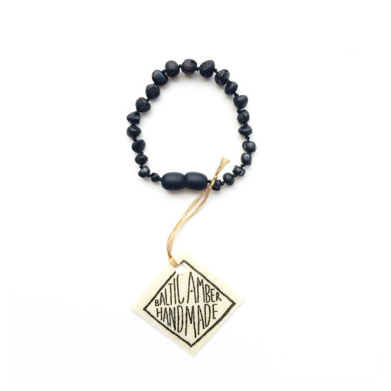 Ámbar báltico negro crudo || Tobillera o pulsera