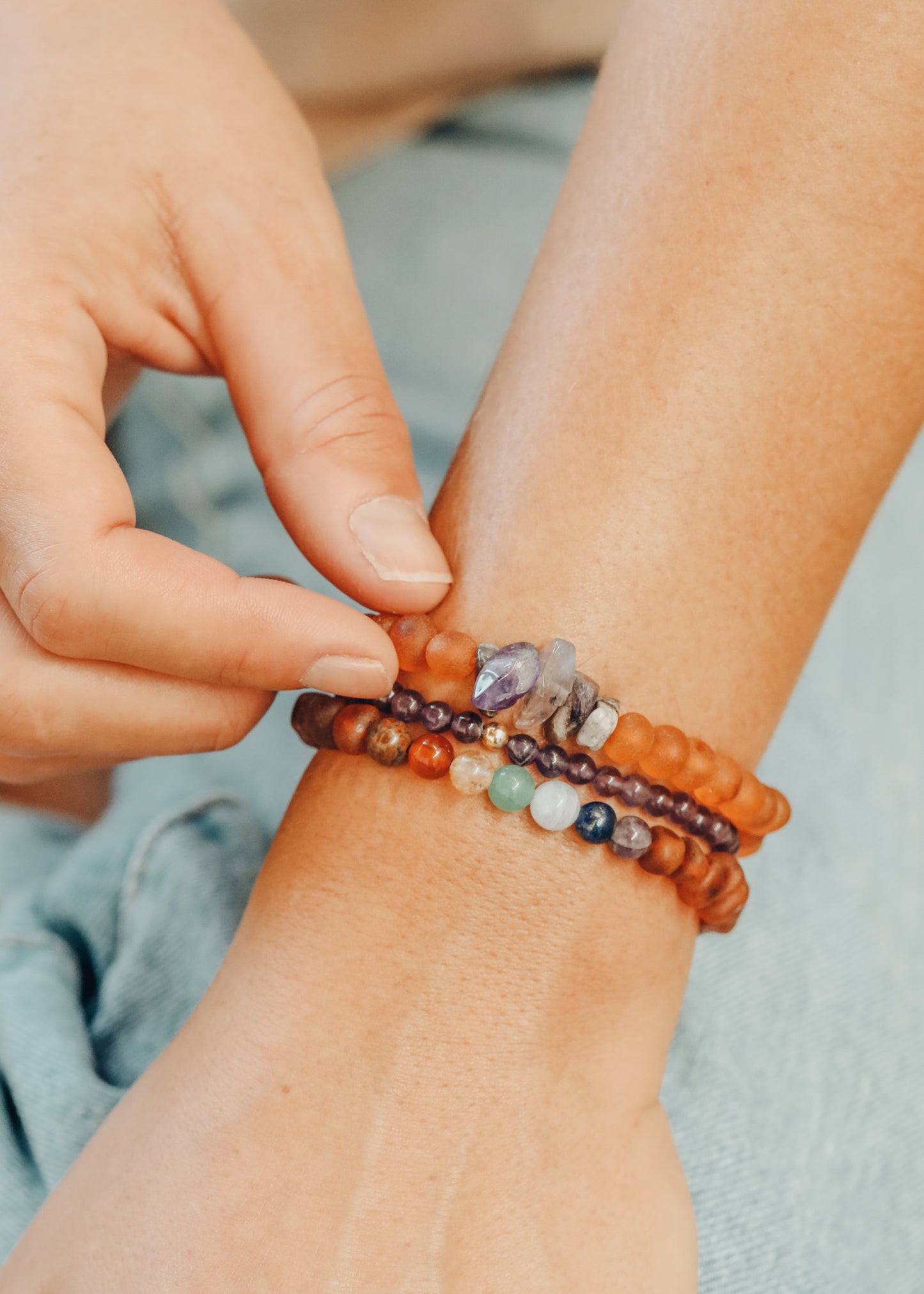 Coñac crudo Ámbar báltico + Amatista cruda || Pulsera para adultos