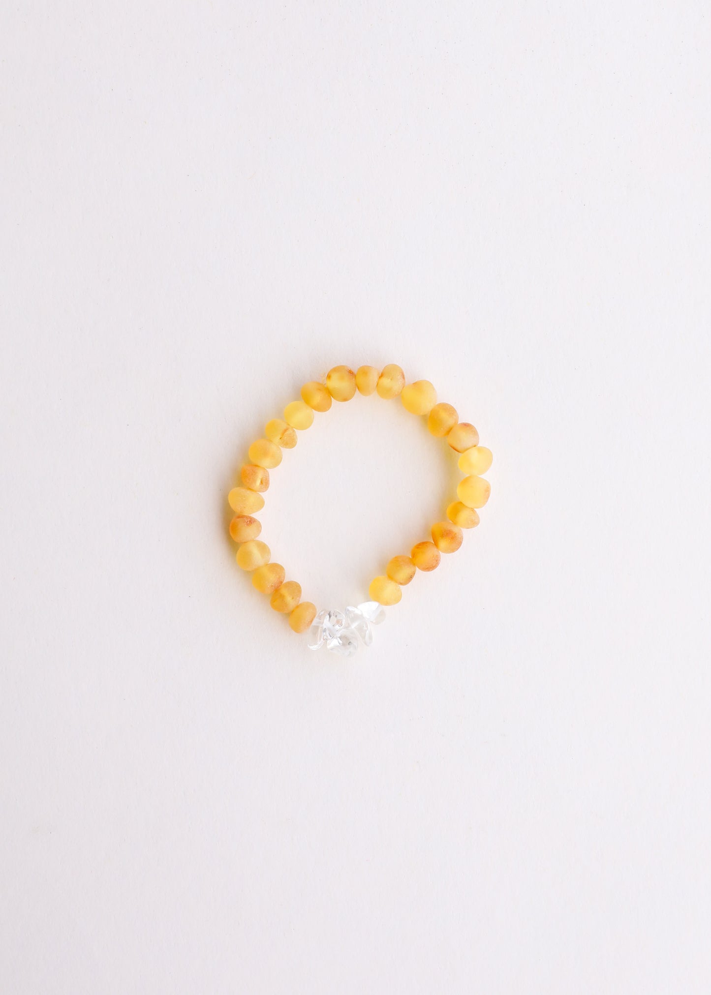 Raw Honey Baltic Sea Amber + Clear Quartz || Stretch Bracelet