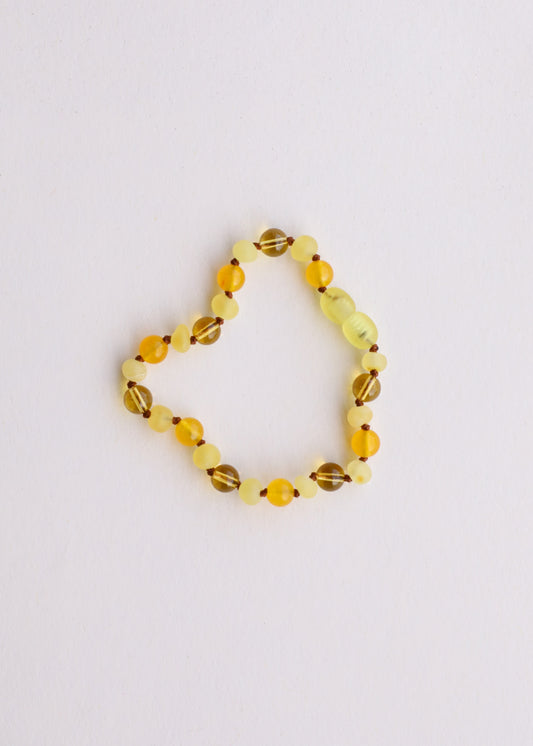 Polished Honey Baltic Sea Amber + Citrine + Quartz || Gemstone Anklet or Bracelet