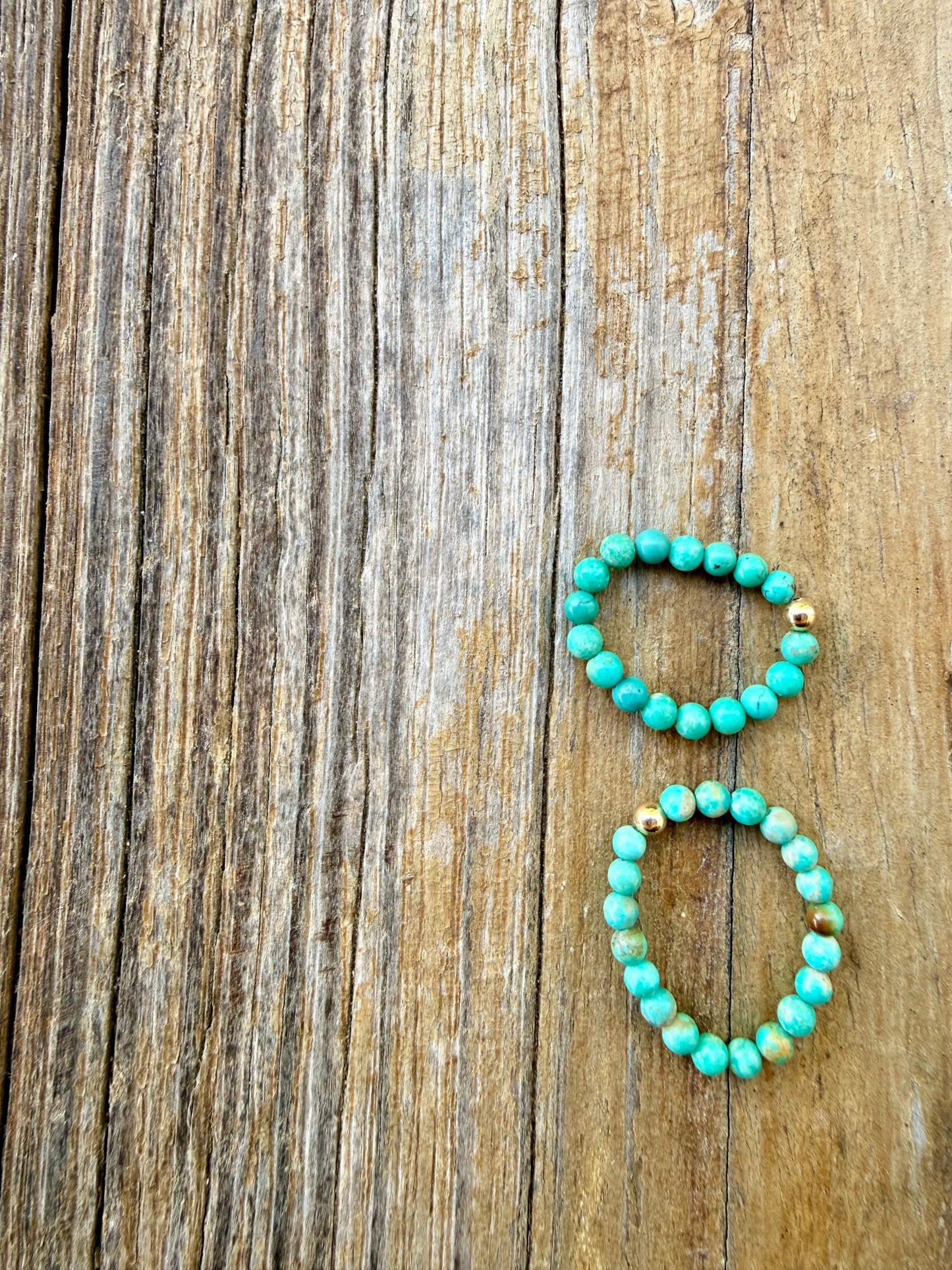 Tiny Turquoise Beads + 14k Gold Filled || Stretch Ring