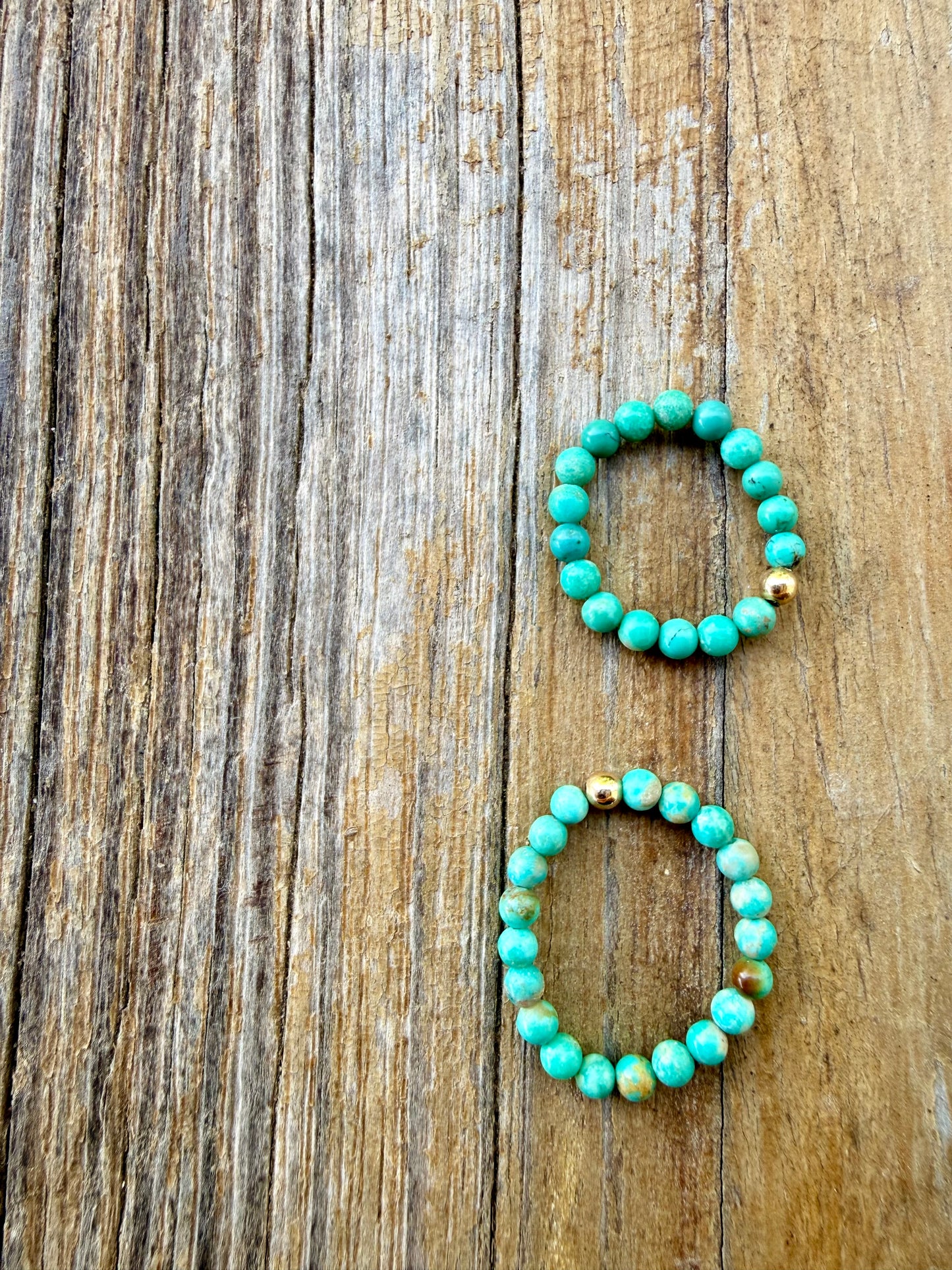 Tiny Turquoise Beads + 14k Gold Filled || Stretch Ring