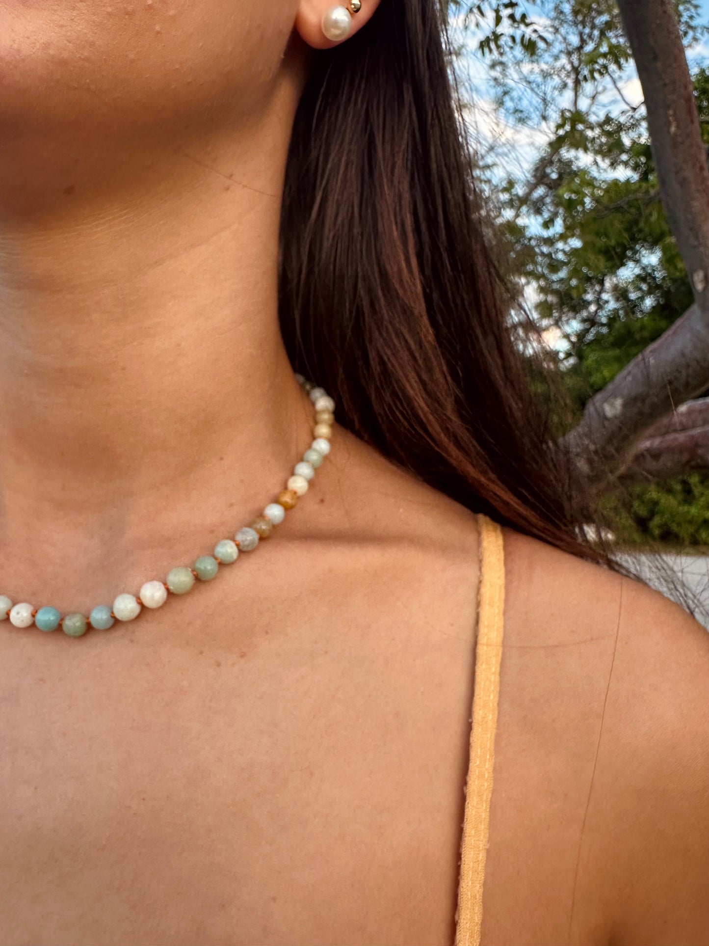 Natural Gemstone Necklace || Raw Amazonite