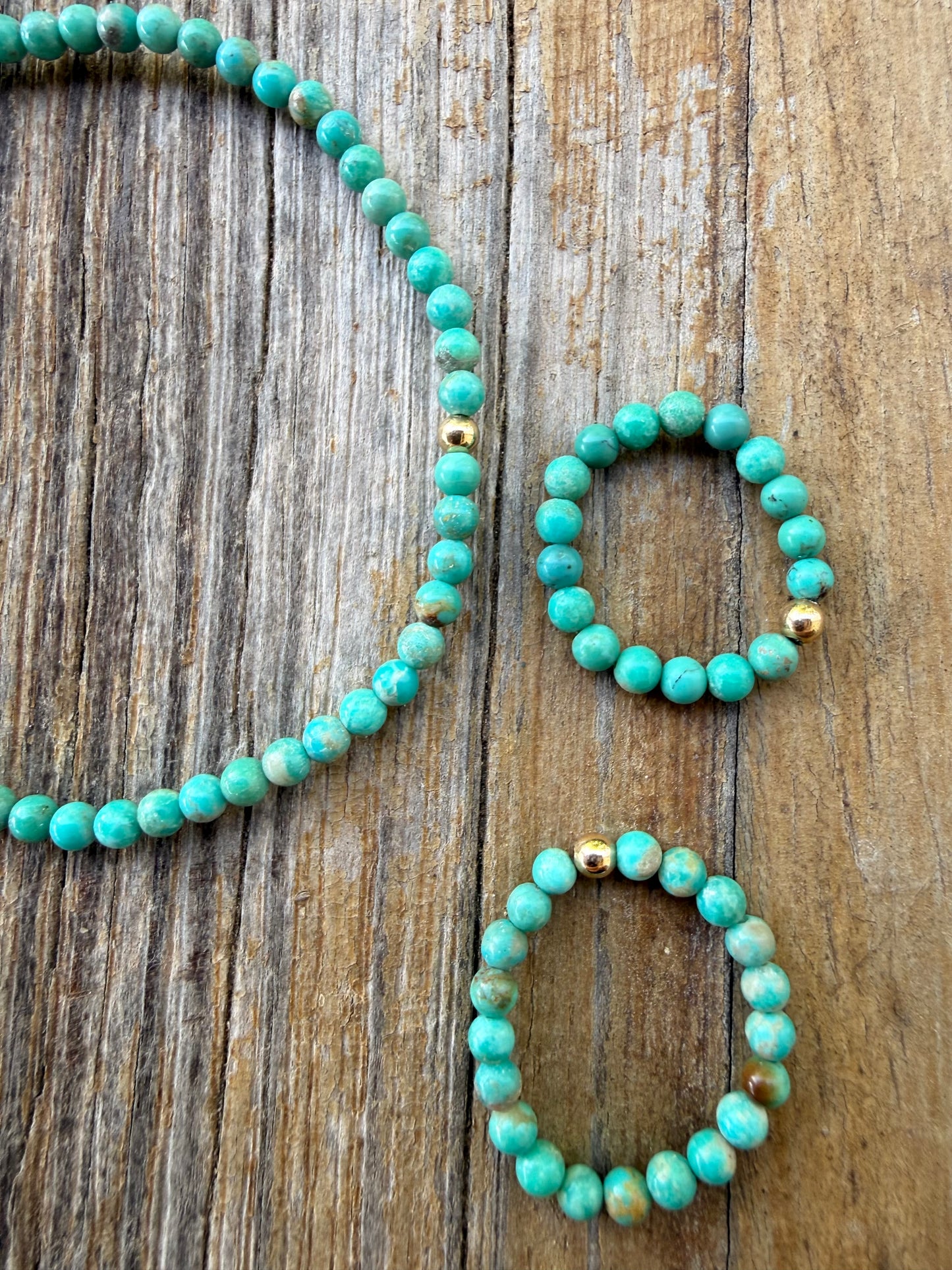 Tiny Turquoise Beads + 14K Gold Filled || Stretch Anklet or Bracelet