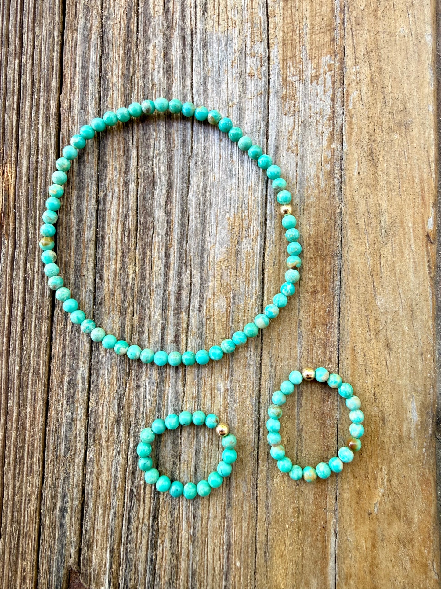 Tiny Turquoise Beads + 14K Gold Filled || Stretch Anklet or Bracelet