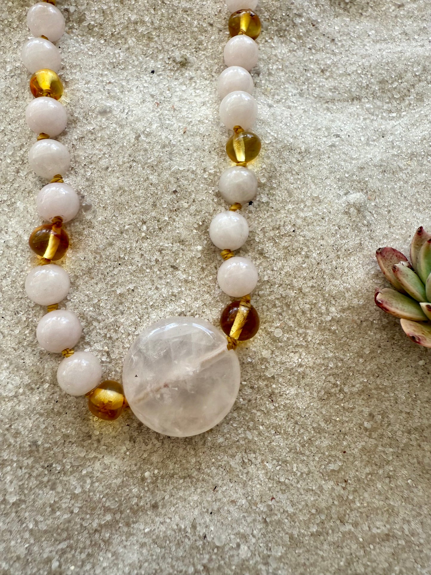 Coñac crudo Ámbar báltico + Jaspe turquesa || Conjunto de collar 