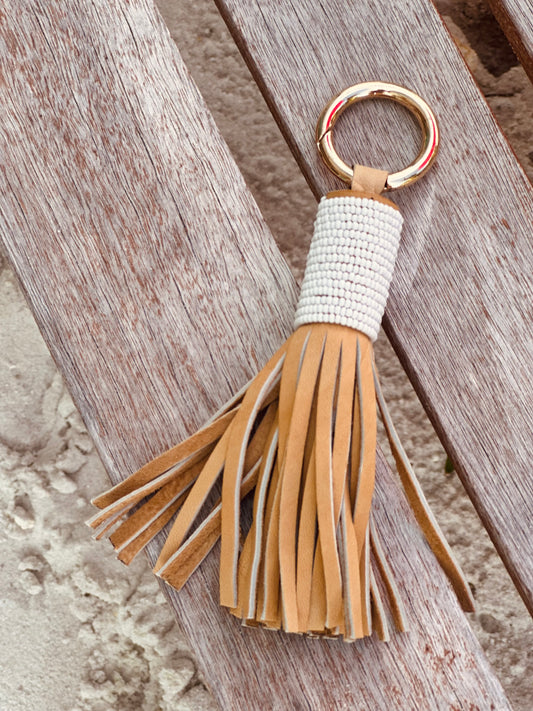 Tassel Key Ring + Glass Beads